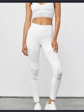 EUC ALO Moto Leggings White